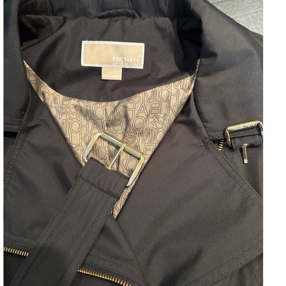 Michael Kors Belted Rain/Trench Coat, Black, Size Large, EUC - Picture 3 of 4